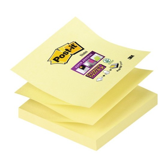 PACK 12 BLOCS 90 HOJAS Z-NOTES ADHESIVAS 76X76MM SUPER STICKY CANARY YELLOW CAJA CARTÓN R330-12SS-CY POST-IT 7100290161