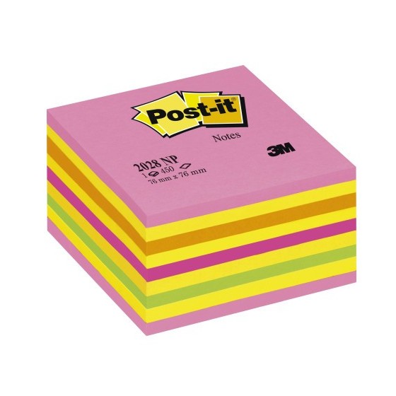 CUBO 450 HOJAS NOTAS ADHESIVAS 76X76MM COLORES NEÓN 2028-NP POST-IT 7100200378