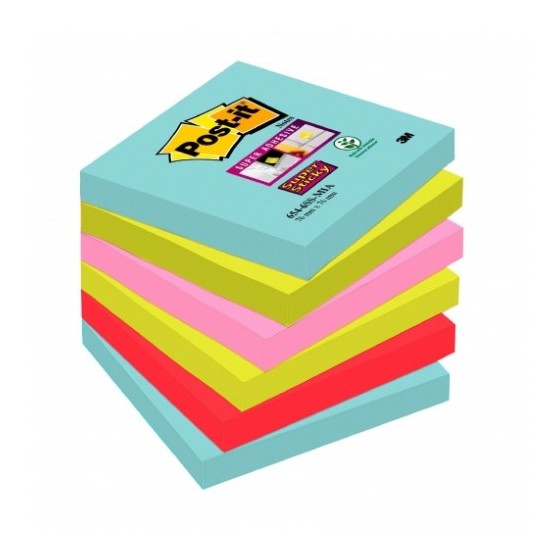 PACK 6 BLOCS 90 HOJAS NOTAS ADHESIVAS 76X76MM SUPER STICKY COLECCIÓN COSMIC 654-6SS-COS POST-IT 7100263206