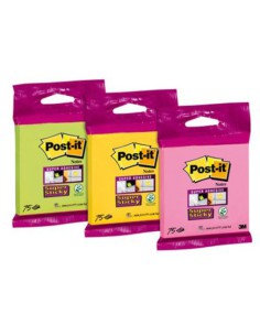 BLISTER BLOC 90 HOJAS NOTAS ADHESIVAS 76X76MM SUPER STICKY 654 COLORES SURTIDOS 6820-SS3N POST-IT 7100172224 2