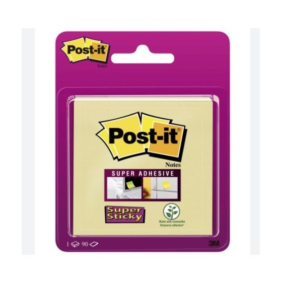 BLISTER BLOC 90 HOJAS NOTAS ADHESIVAS 76X76MM SUPER STICKY 654 CANARY YELLOW 6920SS-CY-EU POST-IT 7100172338