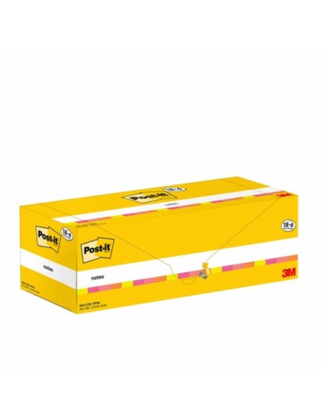 PACK 18+6 BLOCS 100 HOJAS NOTAS ADHESIVAS 76X76MM COLORES SURTIDOS CAJA CARTÓN 654-COL-VP24 POST-IT 7100317837
