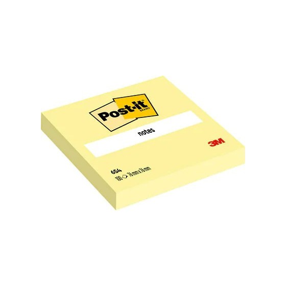 PACK 12 BLOCS 100 HOJAS NOTAS ADHESIVAS 76X76MM CANARY YELLOW SIN ENCELOFANADO INDIVIDUAL 654 POST-IT 7100290160
