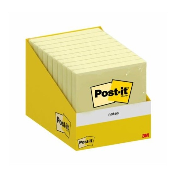 BLOC 100 HOJAS NOTAS ADHESIVAS 76X76MM CANARY YELLOW 654 ENCELOFANADO 6820-CY-W10 POST-IT 7100317841