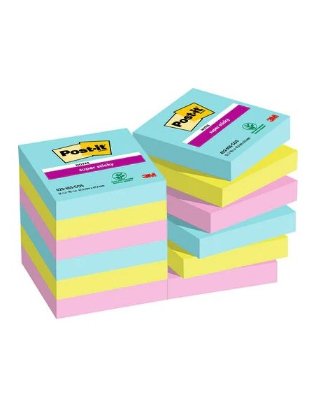 PACK 12 BLOCS 90 HOJAS NOTAS ADHESIVAS 47,6X47,6MM SUPER STICKY COLECCIÓN COSMIC CAJA CARTÓN 622-12SS-COS POST-IT 7100290180