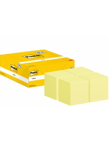 PACK 18+6 BLOCS 100 HOJAS NOTAS ADHESIVAS 38X51MM CANARY YELLOW CAJA CARTÓN 653-CY-VP24 POST-IT 7100317764