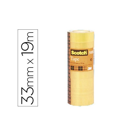 PACK 8 ROLLOS CINTAS ADHESIVAS TRANSPARENTE 19MM X 33M 508/1933 SCOTH 7100213205