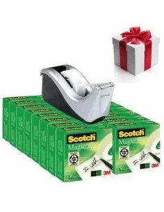 PACK DISPENSADOR PORTARROLLOS C60 NEGRO/PLATA + 16 ROLLOS CINTAS INVISIBLES 19MM X 33M MAGIC810-1933R16C60 SCOTH 7100040324