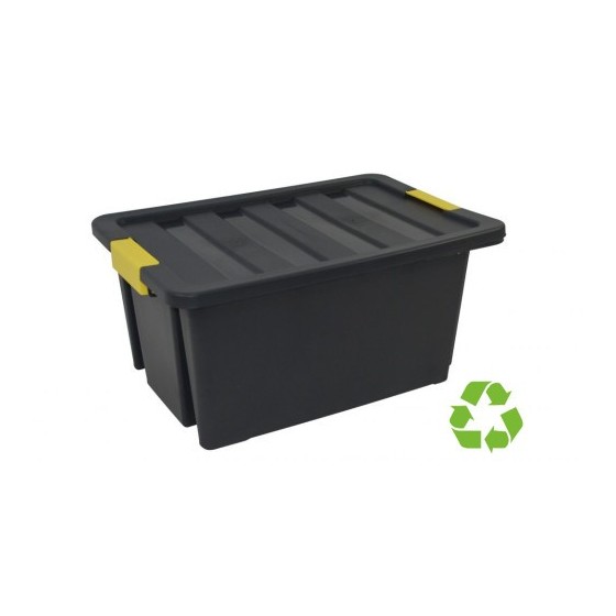 CAJA SOSTENIBLE DE ALMACENAJE CON TAPA Y RUEDAS 55 LITROS 43X63X30CM PP NEGRO ARCHIVO 2000 CP1481055 NE