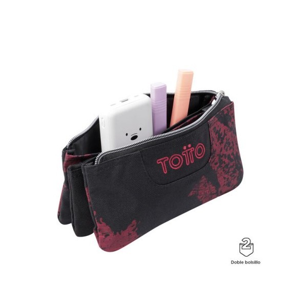 ESTUCHE ESCOLAR TRES COMPARTIMENTOS TIZA ROJA - TABLERO TOTTO AC52ECO012-2310Z-5C5