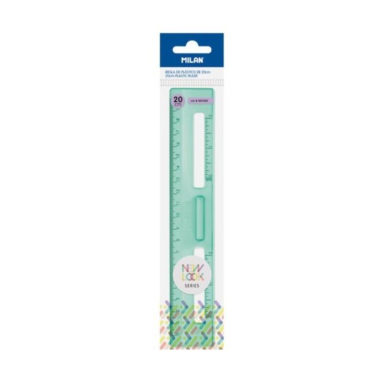 REGLA 20 CM TRANSPARENTE SERIE NEW LOOK, VERDE MILAN 357801NL