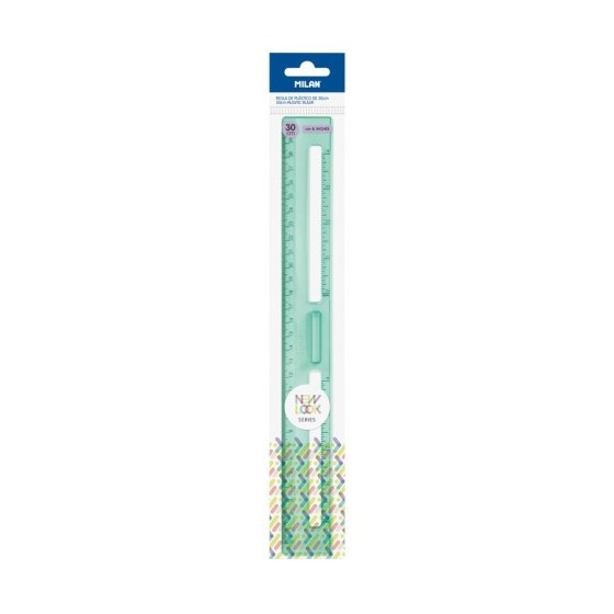 REGLA 30 CM TRANSPARENTE SERIE NEW LOOK, VERDE MILAN 353801NL