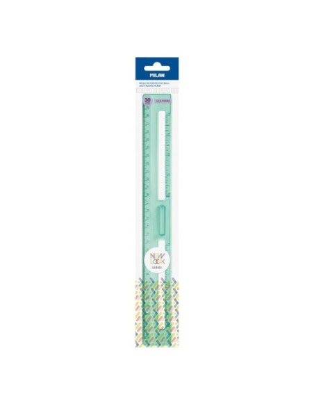 REGLA 30 CM TRANSPARENTE SERIE NEW LOOK, VERDE MILAN 353801NL