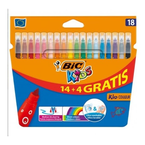 ESTUCHE ROTULADORES FORMATO ESPECIAL 18 UDS KID COULEUR BIC 9375092