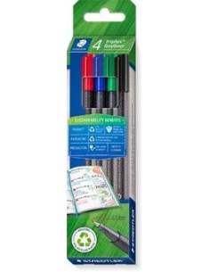 ESTUCHE ROTULADOR TRIPLUS FINELINER 334 ECO EDITION. 4 UNIDADES COLORES SURTIDOS STAEDTLER 334 RC4