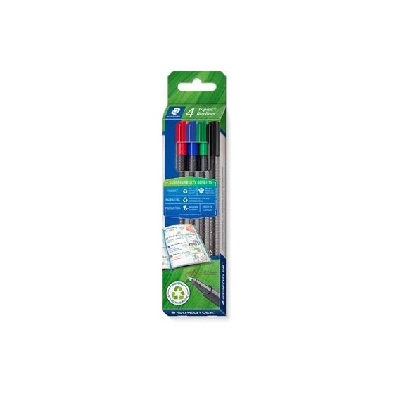 ESTUCHE ROTULADOR TRIPLUS FINELINER 334 ECO EDITION. 4 UNIDADES COLORES SURTIDOS STAEDTLER 334 RC4