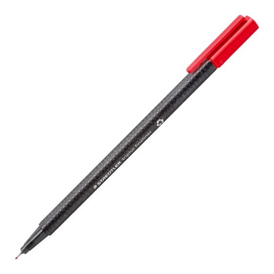 CAJA DE 10 ROTULADORES TRIPLUS FINELINER 334 ECO EDITION ROJO STAEDTLER 334 R-2