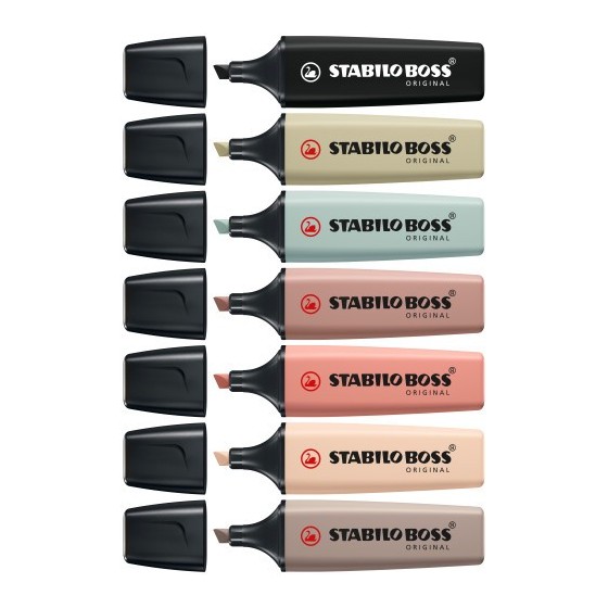 STABILO BOSS NatureColors marcador 6 pieza(s) Punta de cincel Negro, Bronce, Verde, Gris, Verde claro