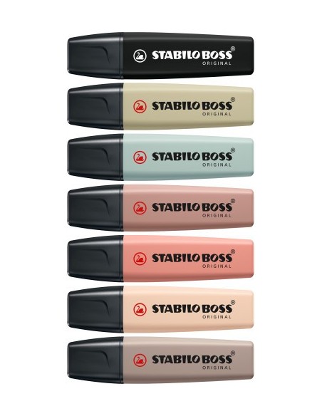 STABILO BOSS NatureColors marcador 6 pieza(s) Punta de cincel Negro, Bronce, Verde, Gris, Verde claro