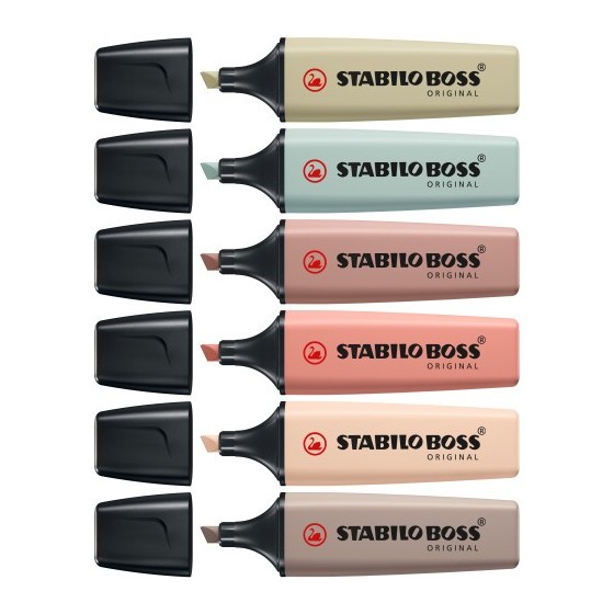 STABILO BOSS NatureColors marcador 6 pieza(s) Punta de cincel Negro, Bronce, Marrón, Verde, Gris, Verde claro