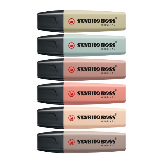 STABILO BOSS NatureColors marcador 6 pieza(s) Punta de cincel Negro, Bronce, Marrón, Verde, Gris, Verde claro