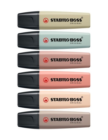 STABILO BOSS NatureColors marcador 6 pieza(s) Punta de cincel Negro, Bronce, Marrón, Verde, Gris, Verde claro