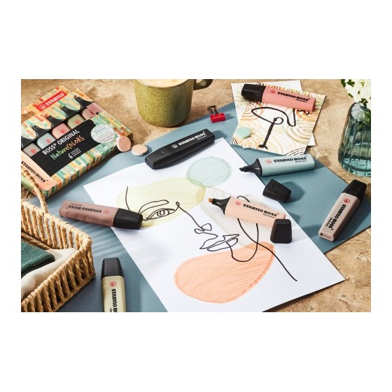 STABILO BOSS ORIGINAL NatureColors marcador 4 pieza(s) Punta de cincel Beige, Negro, Verde, Gris claro