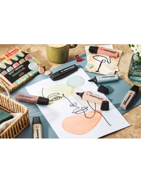 STABILO BOSS ORIGINAL NatureColors marcador 4 pieza(s) Punta de cincel Beige, Negro, Verde, Gris claro