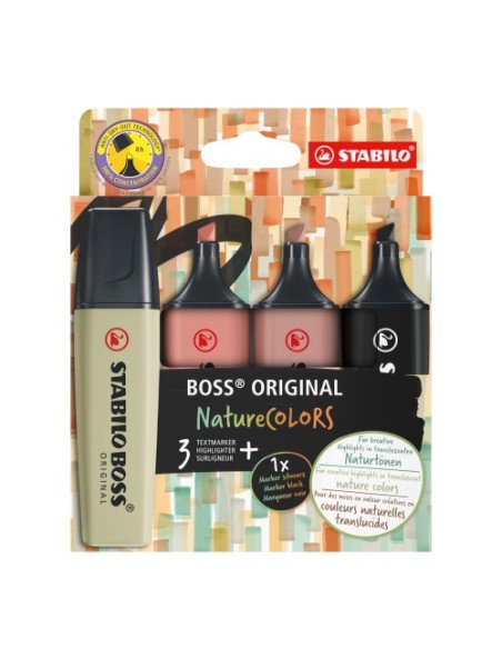 STABILO BOSS ORIGINAL NatureColors marcador 4 pieza(s) Punta de cincel Negro, Bronce, Marrón, Verde