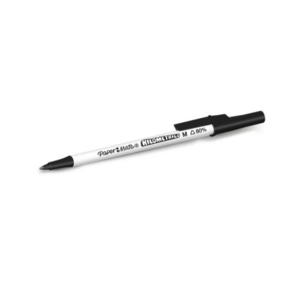 CAJA 50 BOLÍGRAFOS PAPER MATE KILOMÉTRICO PUNTA MEDIANA (1,0MM) TINTA NEGRA 80% PLÁSTICO RECICLADO PAPER MATE 2187701
