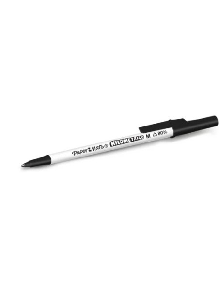 CAJA 50 BOLÍGRAFOS PAPER MATE KILOMÉTRICO PUNTA MEDIANA (1,0MM) TINTA NEGRA 80% PLÁSTICO RECICLADO PAPER MATE 2187701