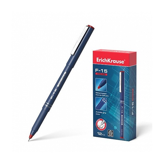 BOLÍGRAFO DE TRAZO FINO ERICHKRAUSE F-15, TINTA COLOR: ROJO ERICH KRAUSE 37067 (x12 unidades)