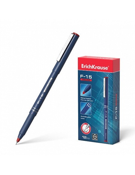 BOLÍGRAFO DE TRAZO FINO ERICHKRAUSE F-15, TINTA COLOR: ROJO ERICH KRAUSE 37067 (x12 unidades)