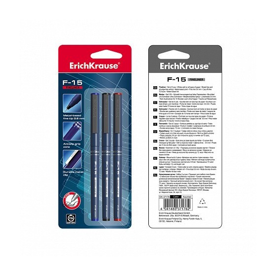 BOLÍGRAFO DE TRAZO FINO ERICHKRAUSE F-15, TINTA COLOR: AZUL ERICH KRAUSE 37065 (x12 unidades)