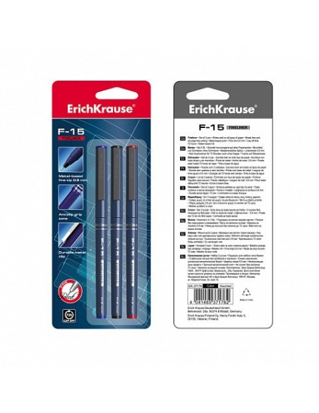 BOLÍGRAFO DE TRAZO FINO ERICHKRAUSE F-15, TINTA COLOR: AZUL ERICH KRAUSE 37065 (x12 unidades)