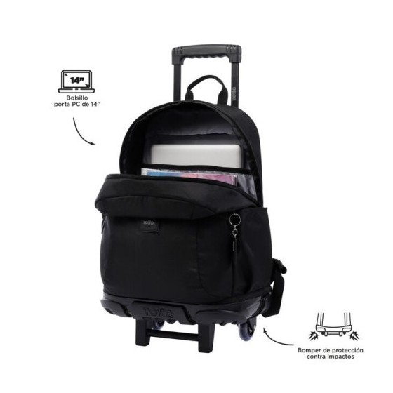 MOCHILA ESCOLAR CON RUEDAS GRANDE NEGRA - TRIK TOTTO MA03TKI003-22200-N01