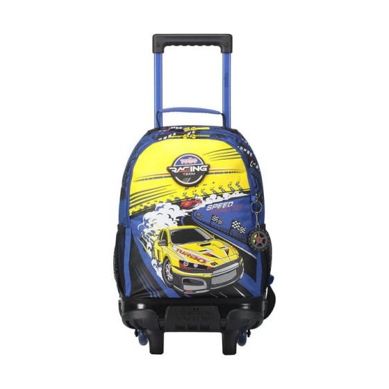 MOCHILA ESCOLAR CON RUEDAS MEDIANA DE CARRERAS DE COCHES TOTTO MJ03VLC005-2310-6J7M