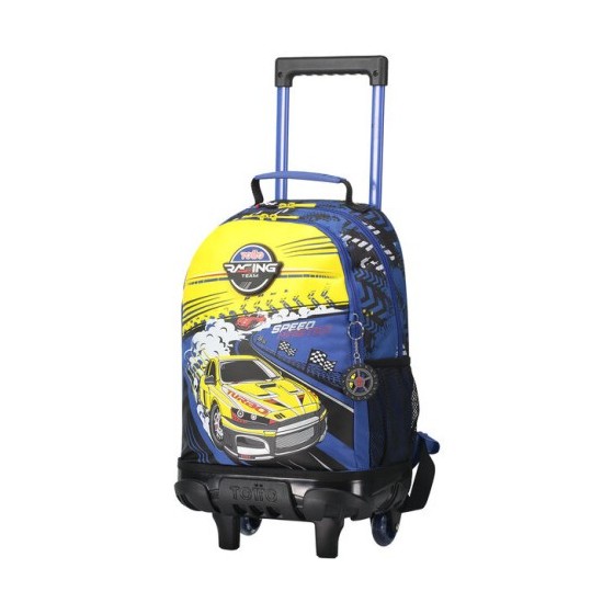 MOCHILA ESCOLAR CON RUEDAS MEDIANA DE CARRERAS DE COCHES TOTTO MJ03VLC005-2310-6J7M