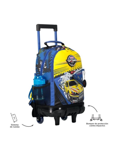 MOCHILA ESCOLAR CON RUEDAS MEDIANA DE CARRERAS DE COCHES TOTTO MJ03VLC005-2310-6J7M