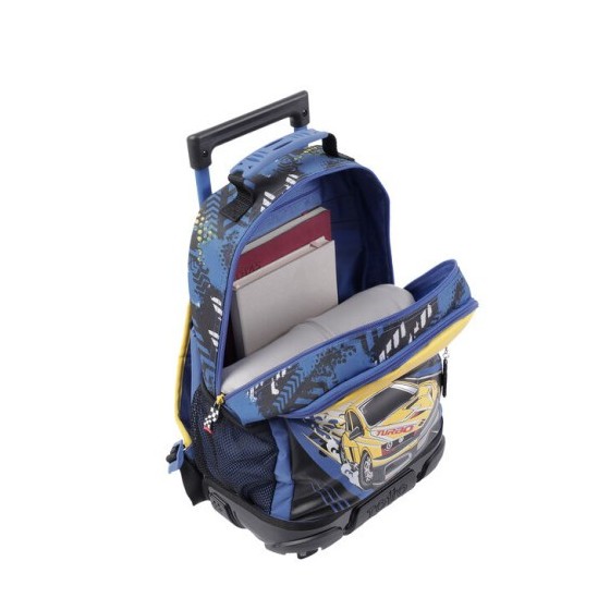 MOCHILA ESCOLAR CON RUEDAS MEDIANA DE CARRERAS DE COCHES TOTTO MJ03VLC005-2310-6J7M