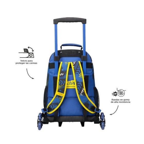 MOCHILA ESCOLAR CON RUEDAS GRANDE DE CARRERAS DE COCHES TOTTO MJ03VLC003-2310-6J7L