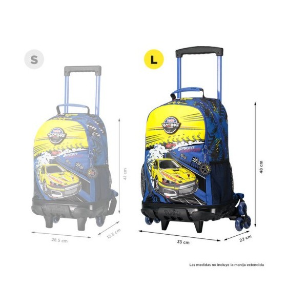 MOCHILA ESCOLAR CON RUEDAS GRANDE DE CARRERAS DE COCHES TOTTO MJ03VLC003-2310-6J7L