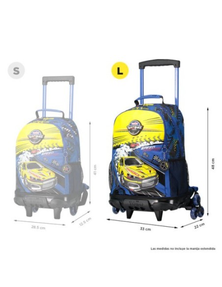 MOCHILA ESCOLAR CON RUEDAS GRANDE DE CARRERAS DE COCHES TOTTO MJ03VLC003-2310-6J7L