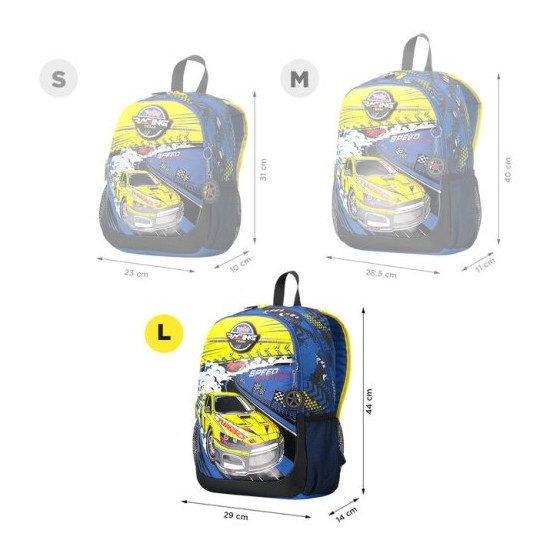 MOCHILA ESCOLAR GRANDE DE CARRERAS DE COCHES TOTTO MJ04VLC003-2310-6J7L