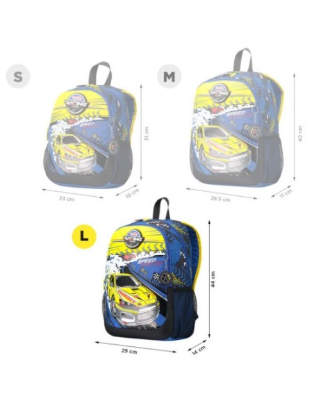 MOCHILA ESCOLAR GRANDE DE CARRERAS DE COCHES TOTTO MJ04VLC003-2310-6J7L