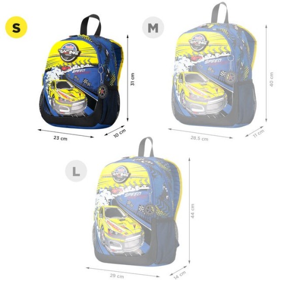 MOCHILA ESCOLAR PEQUEÑA DE CARRERAS DE COCHES TOTTO MJ04VLC001-2310-6J7S