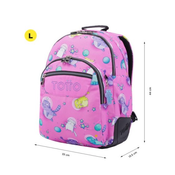 MOCHILA ESCOLAR GATOS ASTRONAUTAS TOTTO MA04ECO029-2310N-9I9