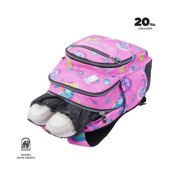 MOCHILA ESCOLAR GATOS ASTRONAUTAS TOTTO MA04ECO029-2310N-9I9