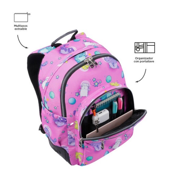 MOCHILA ESCOLAR GATOS ASTRONAUTAS TOTTO MA04ECO029-2310N-9I9