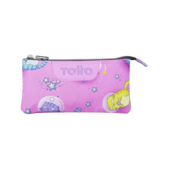 ESTUCHE ESCOLAR TRES COMPARTIMENTOS GATOS ASTRONAUTAS TOTTO AC52ECO012-2310Z-9I9